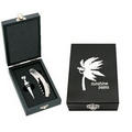 Wine Opener & Stopper Set in Black Wood Box